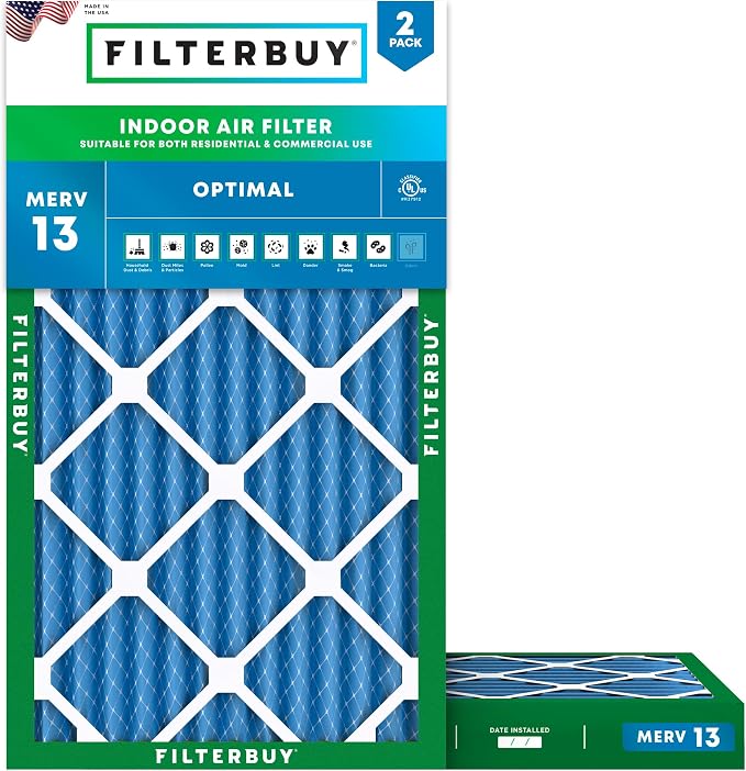 Filterbuy 10x18x2 Air Filter MERV 13 Optimal Smoke & Allergy Defense, by Filterbuy