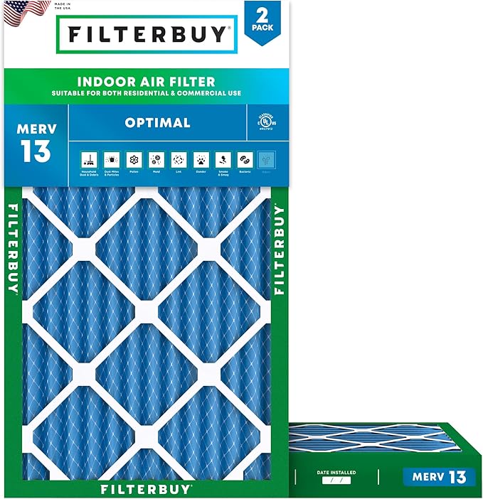 Filterbuy 14x24x2 Air Filter MERV 13 Optimal Smoke & Allergy Defense, by Filterbuy