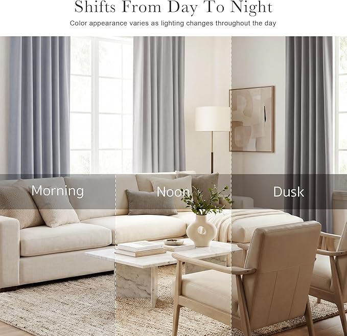 Pony Dance Blackout Curtains Thermal Insulated Window Treatment Panels Room Darkening Shade Drapes for Living Room Back Tab/Rod Pocket Bedroom Draperies, 55 x 120 Inch, Silver Grey, 2 Panels
