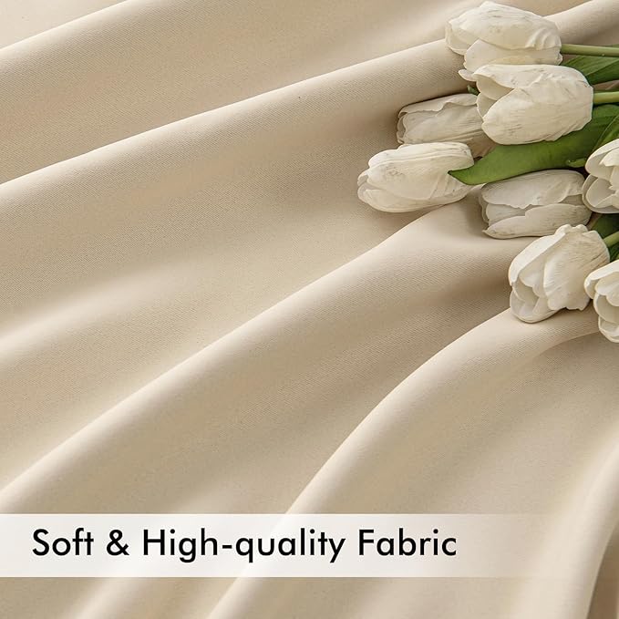 MIULEE Cream Beige Back Tab Light Blocking Curtains 100 Inch Length 2 Panels Set for Living Room Bedroom Privacy, Rod Pocket/Pinch Pleat Thermal Insulated Room Darkening Pleated Blackout Drapes