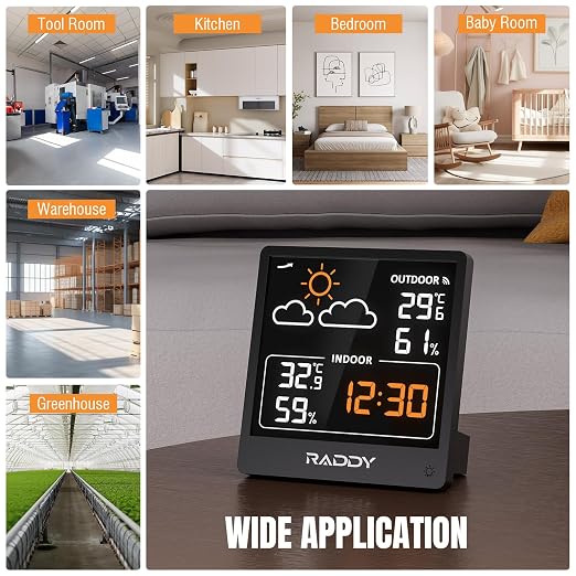 Raddy WF-50V Indoor Outdoor Thermometer Hygrometer, Wireless Weather Station - Image 7