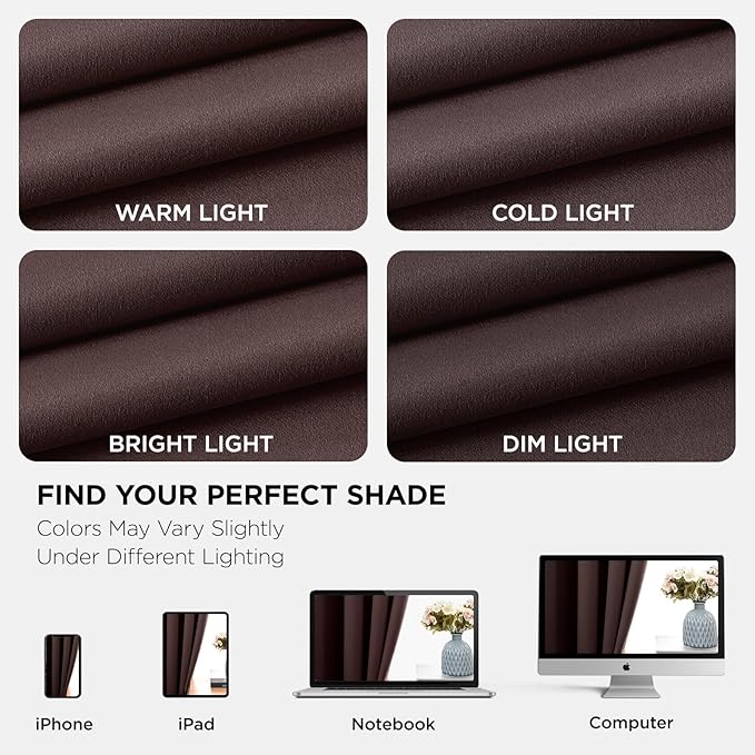 Joydeco Blackout Curtains 108 Inches Long 1 Panel, Thermal Insulated Long Curtains& Drapes 1 Piece, Room Darkening Grommet Drapes for Living Room Bedroom Window (W70 x L108 Inch, Chocolate)