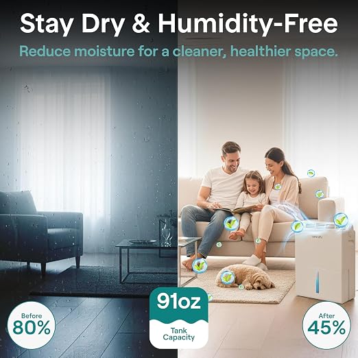 SereneLife Dehumidifiers for Home, 91 Oz Quiet Dehumidifier for Bedroom - Image 2