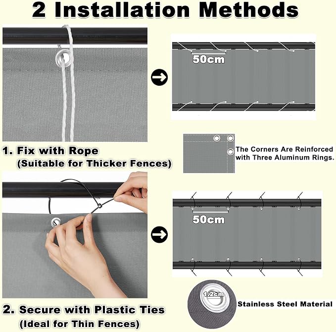 Balcony Privacy Screen 9.8' x 26.2' Durable and UV Resistant Outdoor Privacy - Image 6