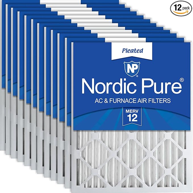 Nordic Pure 10x20x2 Pleated MERV 12 Air Filters 12 Pack by NordicPure