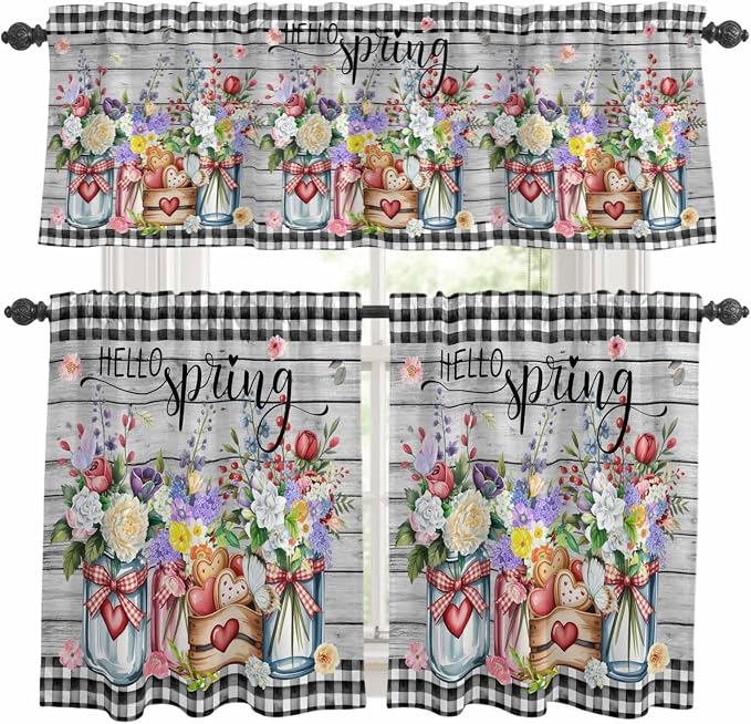 Spring Flowers Kitchen Curtains Set 3 Piece by Unknown