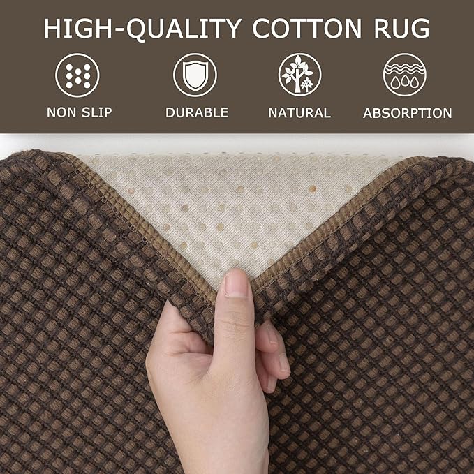 KOZYFLY Runners for Hallways 2x6 ft Washable Kitchen Runner Non Slip Rubber Backed Hall Runners Cotton Entryway Runner Rugs Floor Carpet for Indoor Backdoor Bedroom Kitchen, Reddish Brown/Coffee