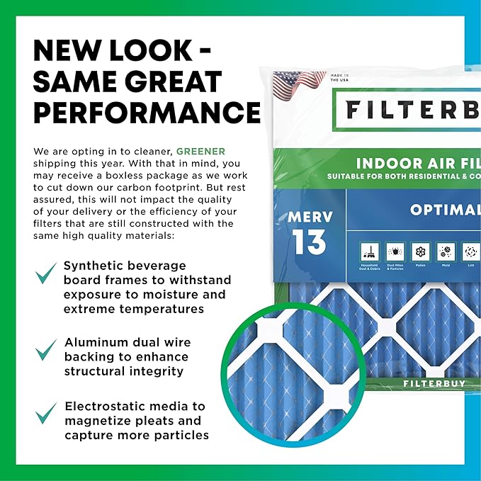 Filterbuy 16x21x1 Air Filter MERV 13 Optimal Smoke & Allergy Defense, - Image 3