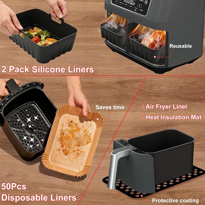 Dual Air Fryer Accessories, Reusable Compatible - Image 3