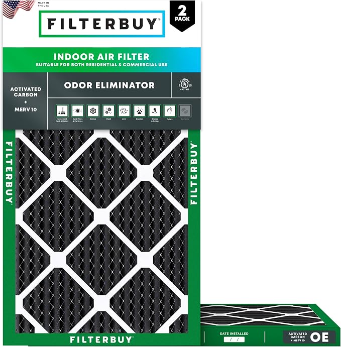 Filterbuy 12x20x1 Air Filter MERV 10 Odor & Allergy Defense by Filterbuy