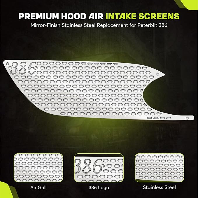 Peterbilt 386 Hood Replacement Air Intake Screens Set - Image 3