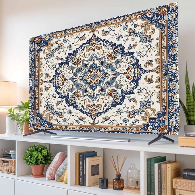 Vintage Boho Flower Texture Indoor TV Cover, Elastic TV Screen Protector - Image 6