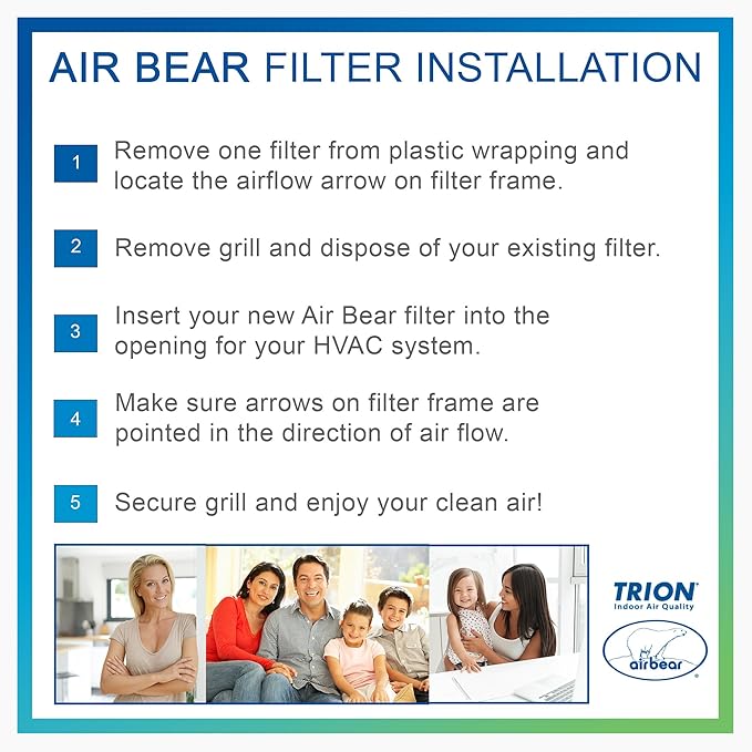 20x20x1 Air Filter MERV 8 TRION Air Bear Pleated HVAC Air Filters Replacement - Image 4