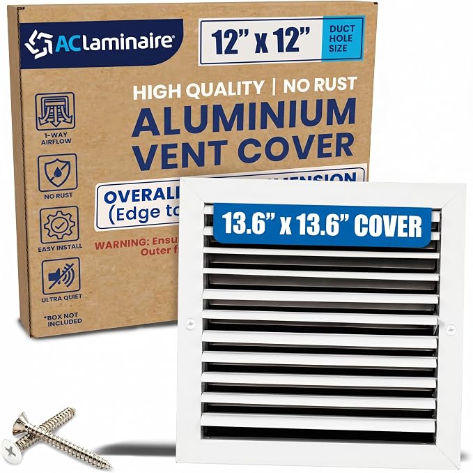 12x12 Aluminum HVAC Vent Cover Wall Ceiling Register 1-Way Air Flow by ACLAMINAIRE