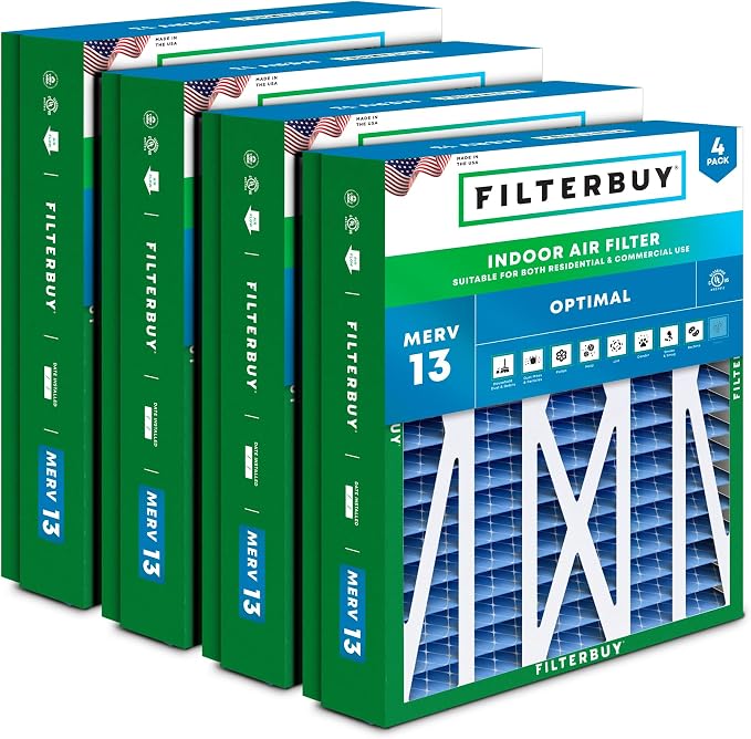 Filterbuy 21x21.5x5 Air Filter MERV 13 Optimal Smoke & Allergy Defense by Filterbuy