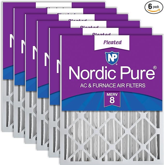 Nordic Pure 16x20x4 Pleated MERV 8 Air Filters 6 Pack by NordicPure