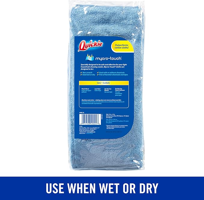 Quickie Microfiber Cleaning Cloth 14 x 14 Inches Blue Pack of 288 Washable and - Image 4