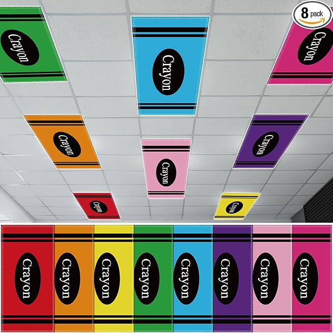 8Pcs Classroom Light Covers for Fluorescent Lights, Magnetic 2x4 FT Ceiling by Hallswl