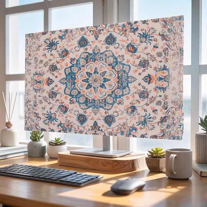 Vintage Ethnic Flower Texture Indoor TV Cover, Elastic TV Screen Protector - Image 4