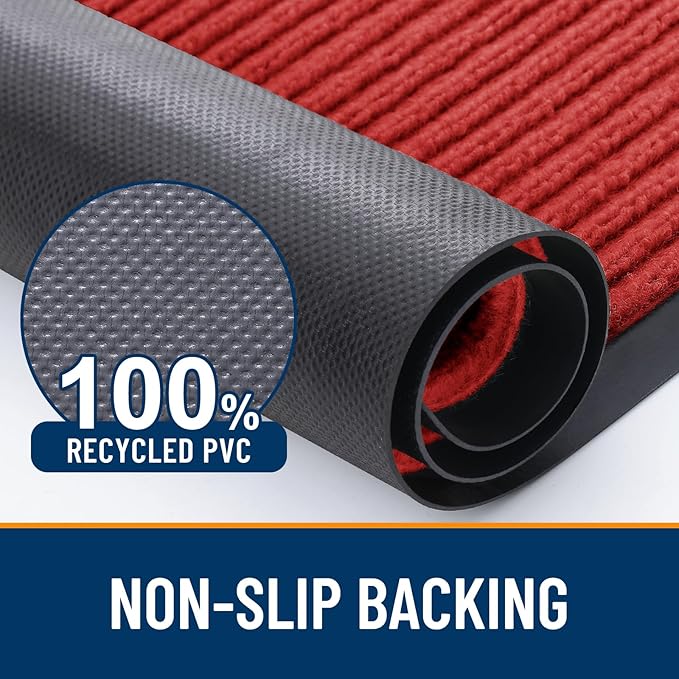 OLANLY Front Door Mat Indoor Outdoor Entrance, 2-Pack 71 x 23 Inch, Waterproof Heavy Duty Doormat, Fade Resistant, Low Profile, Easy Clean Patio Porch Welcome Floor Mats for Entry, Red