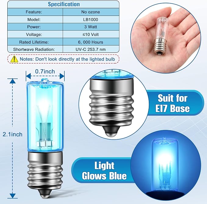 Qualirey 6 Pack LB1000 UVC Replacement Light Bulbs Compatible - Image 2
