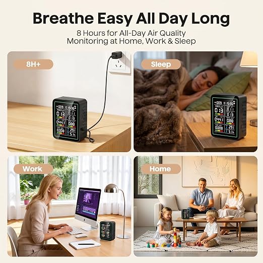 Air Quality Monitor Indoor, 10-in-1 Portable Smart Air Quality Tester - Image 6