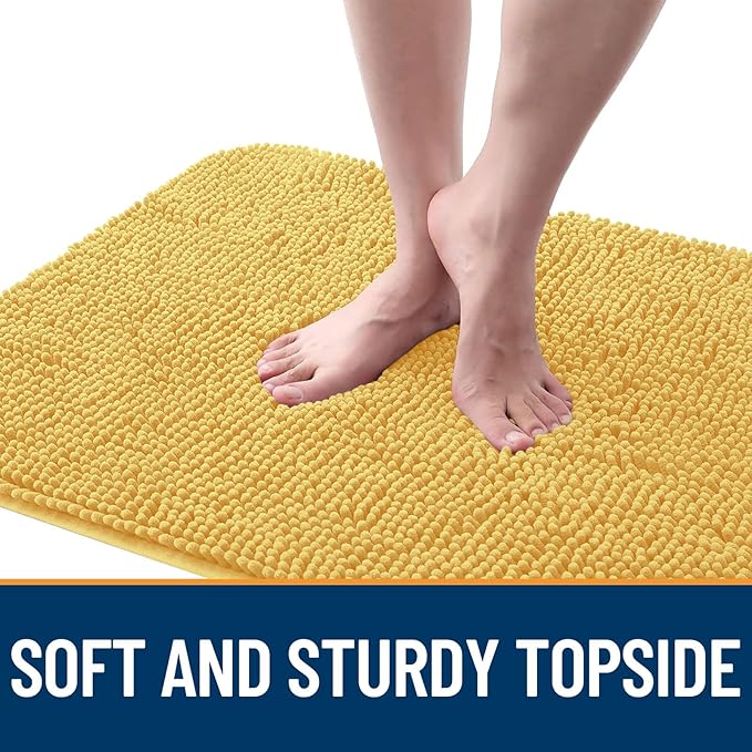 OLANLY Dog Door Mat for Muddy Paws 40x24, Absorbs Moisture and Dirt, Absorbent Non-Slip Washable Doormat, Quick Dry Chenille Mud Mat for Dogs, Entry Indoor Entryway Carpet for Inside Floor, Yellow