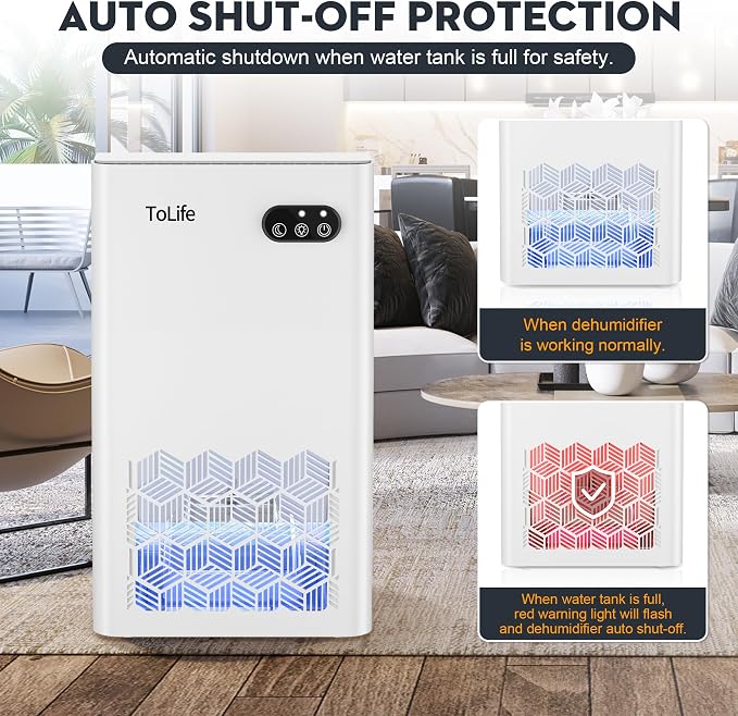 ToLife Dehumidifier for Home, 1000 sq.ft Dehumidifiers for Basement Bedroom - Image 6
