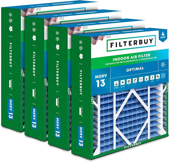 Filterbuy 24x25x5 Air Filter MERV 13 Optimal Smoke & Allergy Defense, by Filterbuy