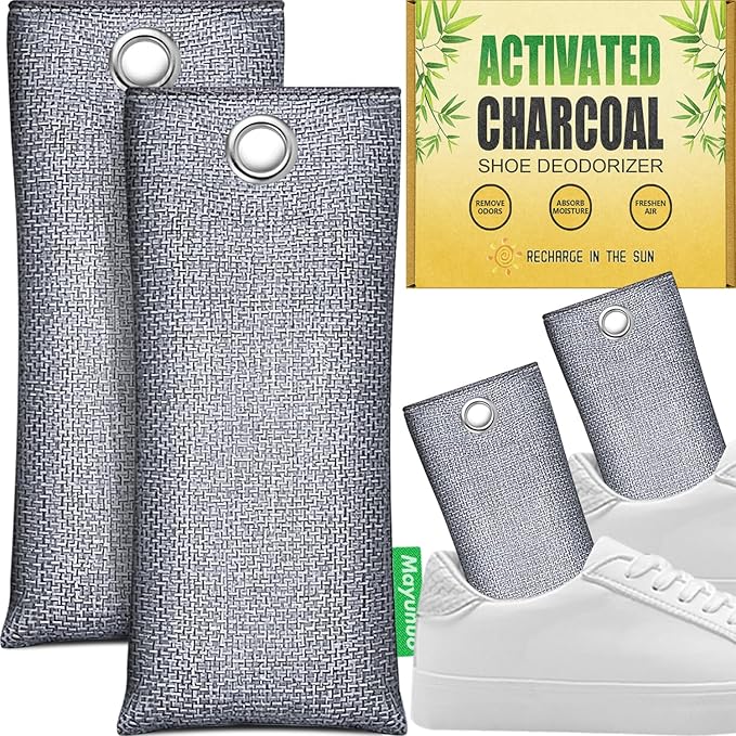 Activated Charcoal Odor Absorber, Natural Shoe Deodorizer Insert, Sneaker Odor by Mayunuo