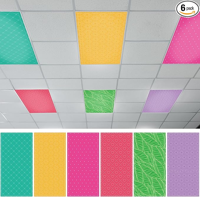 QOUBAI 6 Pcs Fluorescent Light Covers, 4x2 Feet Magnetic Light Cover by QOUBAI