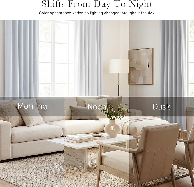 PONY DANCE Blackout Curtains Short - Kitchen Window Draperies Energy Efficient Thermal Insulated Back Tab/Rod Pocket Curtain Panels/Window Treatments for Bathroom, 42 W x 40 L, Greyish White, 2 Pieces