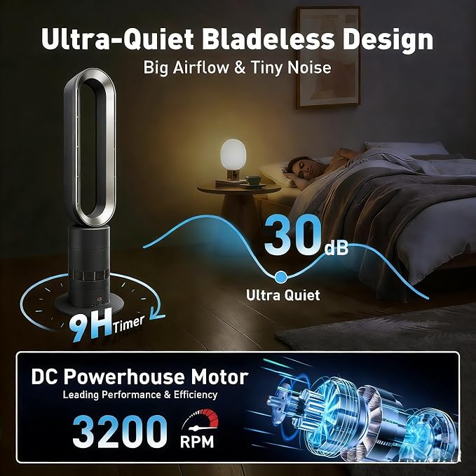 TP18Pro Bladeless Tower Fan and Heater Combo, 71° Oscillation, 35 dB Low Noise - Image 6