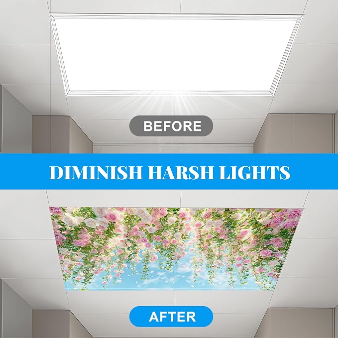 Fluorescent Light Covers-2 Pack 4 x 2 Feet Magnetic Ceiling Light Cover Room - Image 5