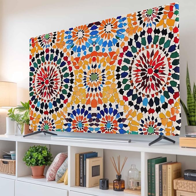 Traditional Colourful Moroccan Wall Tile Mosaic Back Indoor TV Cover, Elastic - Image 6