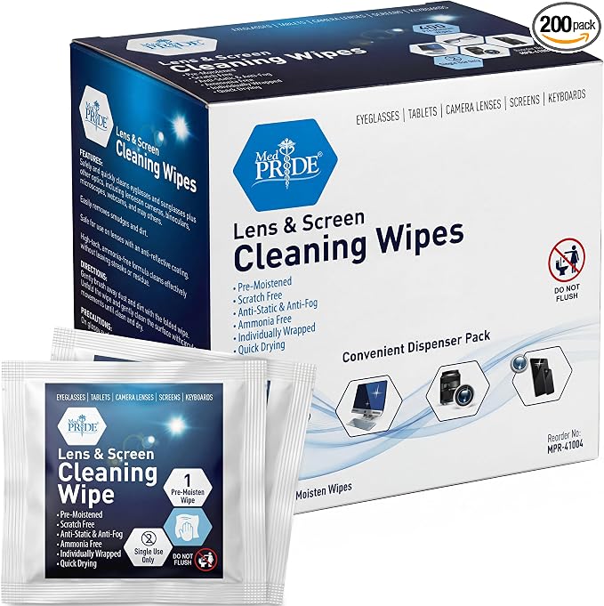 MED PRIDE Anti-Fog Lens and Screen Cleaning Wipes by MEDPRIDE