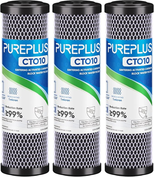 1 Micron 2.5" x 10" Whole House CTO Carbon Water Filter Cartridge Replacement by PUREPLUS
