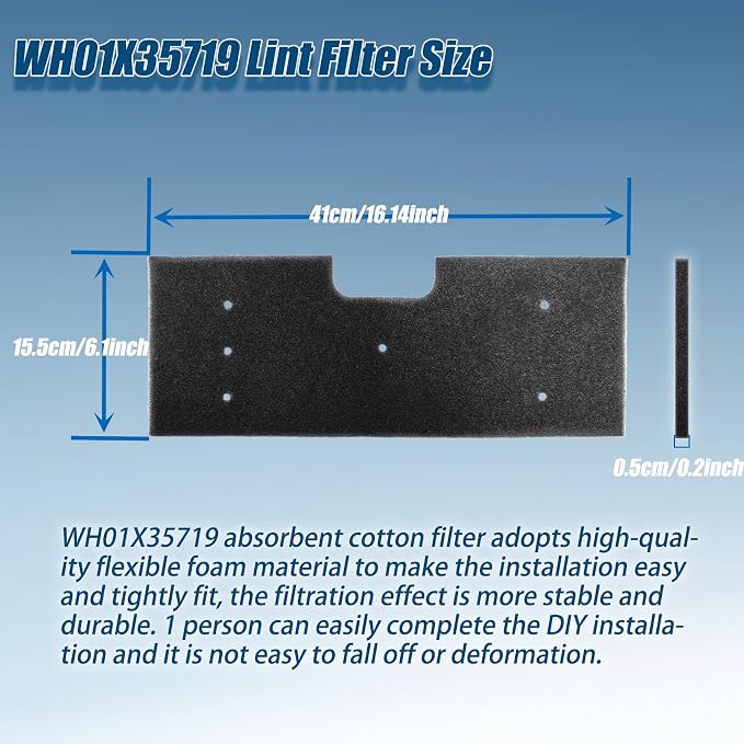 WH01X35719 Lint Filter, WH01X35719 Washer Dryer Filter Sponge Compatible - Image 4
