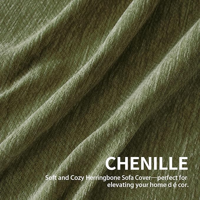 Couch Cover for Dogs, Boho Sofa Covers for 3 Cushion Couch, Chenille Sofa Slipcover for Pets Washable, L-Shape Sectional Couch Cover Soft Throw Blankets with Tassels(91x118,Green)