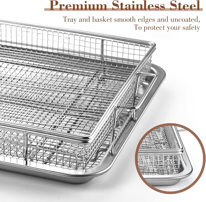 4PCS Air Fryer Basket for Oven, Nonstick Stainless Steel 15.5"x11" Air Fryer - Image 2