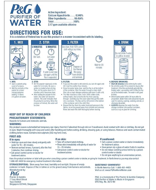 P&G Purifier of Water Portable Water Purifier Packets - Image 8