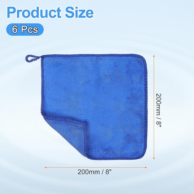 HARFINGTON 6 Pack Microfiber Cleaning Cloth, Sapphire Blue - Image 2