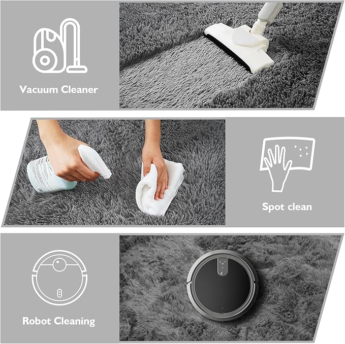 6x9 Fluffy Area Rug for Living Room,Shag Area Rugs for Bedroom,Deep Grey Soft Fuzzy Rug Non-Shedding Indoor Plush Carpet for Kids Bedroom Nursery Dorm Home Decor