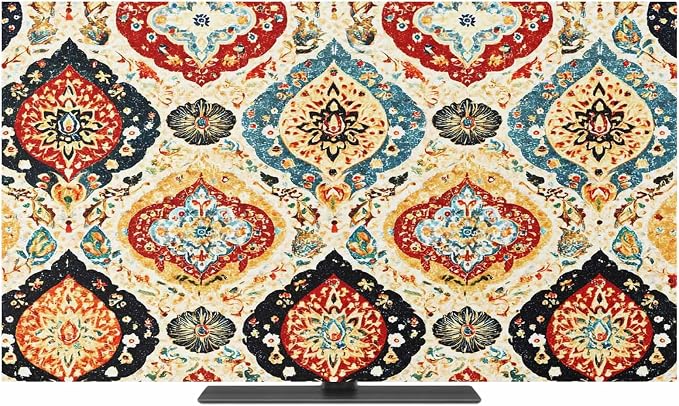 Retro Boho Moroccan Geometric Indoor TV Cover, Elastic TV Screen Protector - Image 2