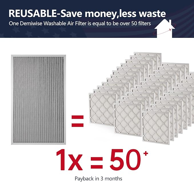 18x30x1 Electrostatic Air Filter, 8 Stage Washable Aluminum AC/HVAC Furnace - Image 2