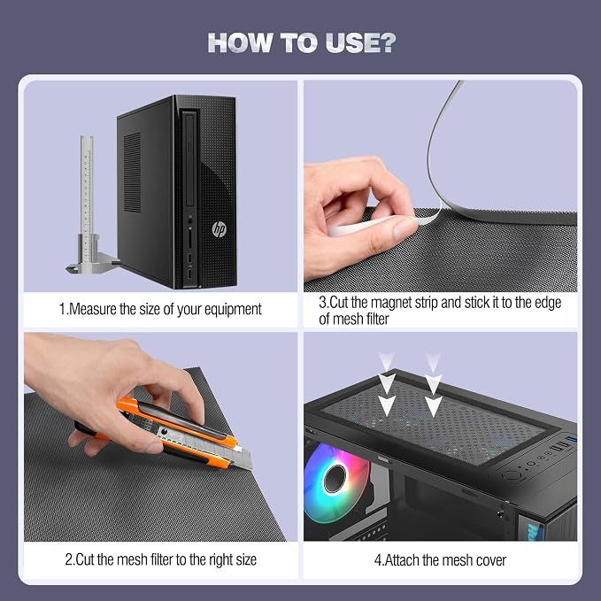 MoKo 400x300mm DIY PC Case Dust Mesh Filter, PVC Dustproof Magnetic Dust Filter - Image 5