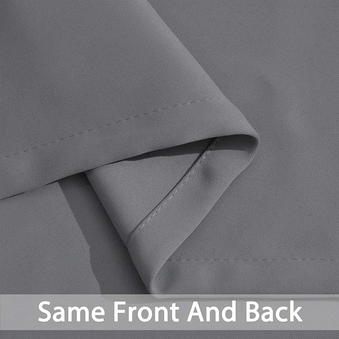 Yakamok Blackout Curtains Room Darkening Thermal Insulated Window Panels,Solid Grommet Top Drapes for Bedroom/Living Room(38Wx90L, Grey, 2 Panels)