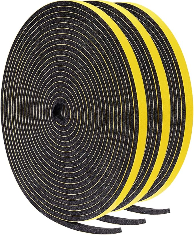 TORRAMI Adhesive Foam Tape 1/4" W X 1/8" T, Closed Cell Foam Weather Strip Seal by TORRAMI