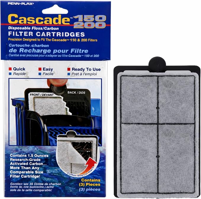 Penn-Plax Cascade Hang-On Power Filter Replacement Cartridges, 3 Pack by Penn-Plax