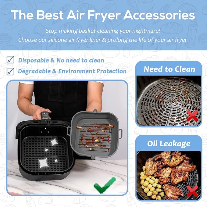 Silicone Air Fryer Liners Square - Image 2